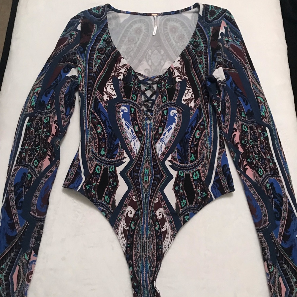 Free People Long Sleeve Multi Colored Onesie